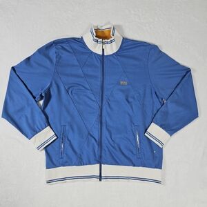 Hugo Boss Mens Track Jacket Blue Tracksuit Top Zip Up Embroidered Sweater XXL